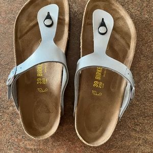 Birkenstock Sandals. Size 9. Silver in color. EUC.